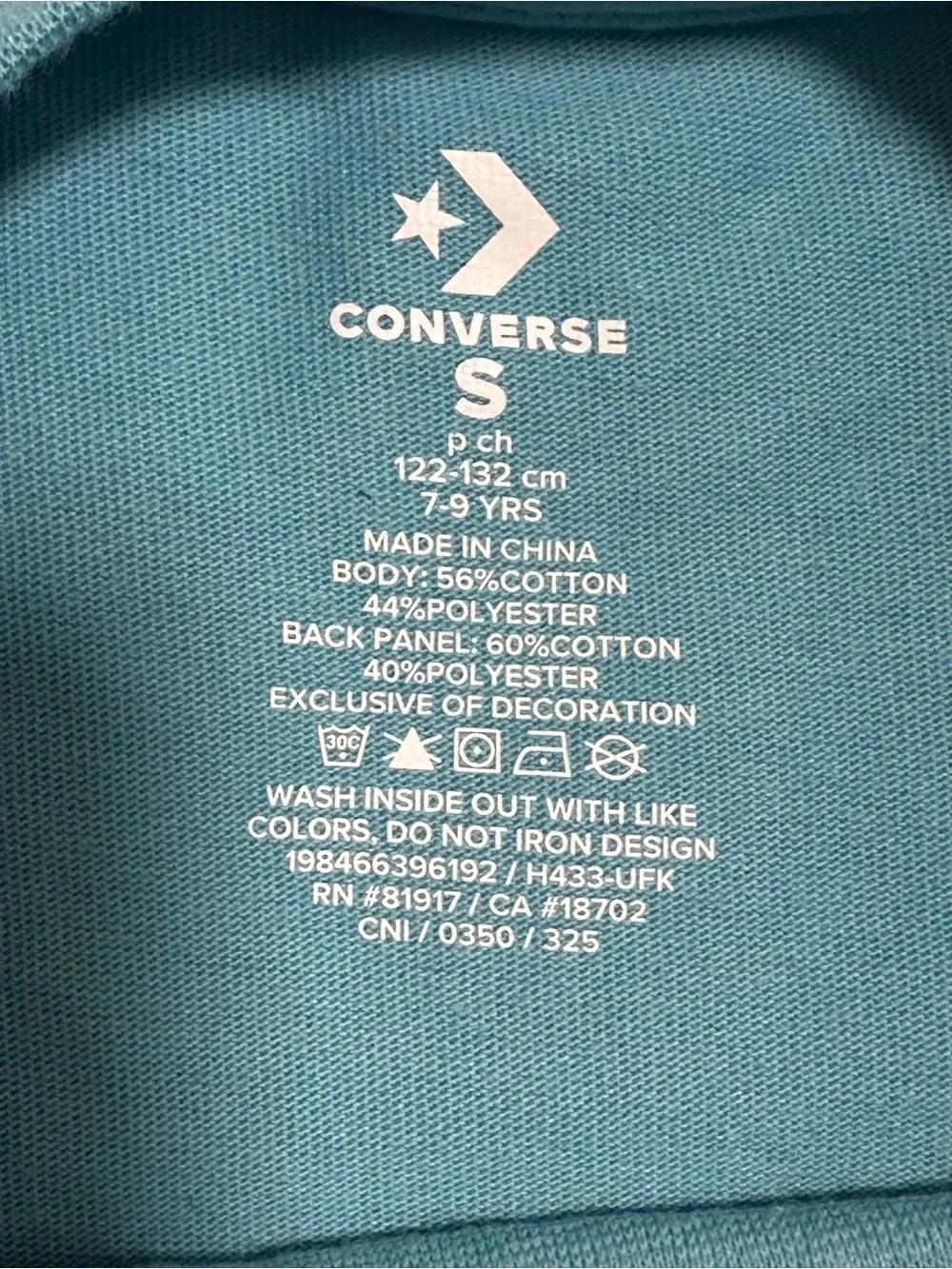 Converse Boys Shirt Short Sleeve Blue - Size Small (S) 7-9 Years